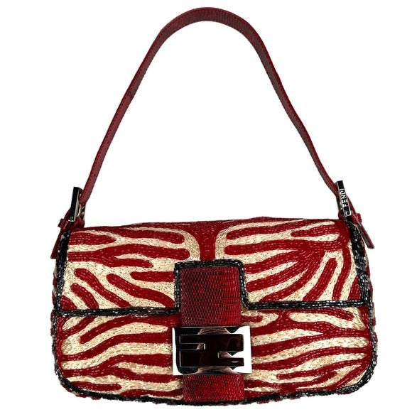 Fendi Zebra Red Baguette Purse4Rent